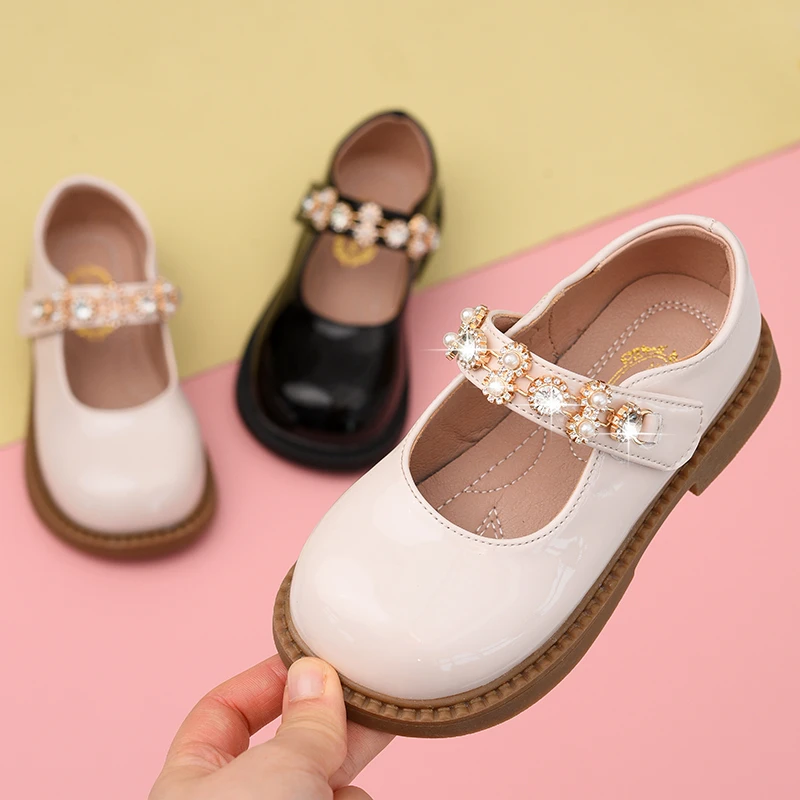 女童皮鞋2025秋季新款儿童女孩真皮玛丽珍儿童软底休闲水钻公主鞋