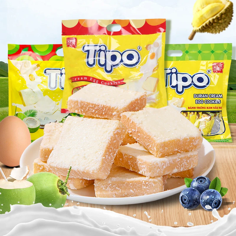 越南进口tipo面包干牛奶鸡蛋原味营养早餐酥性饼干休闲零食品
