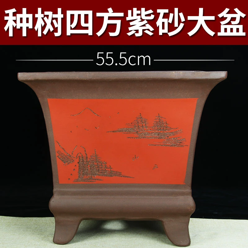 55口径四方种树透气特大号花盆超大口径发财树铁树老桩盆景盆