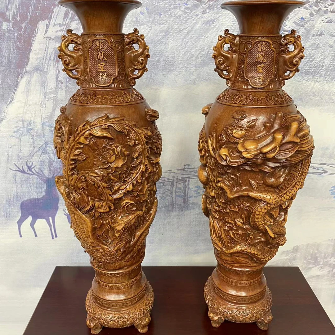 龙凤呈祥花瓶桌面家居桌面摆件 高58长20