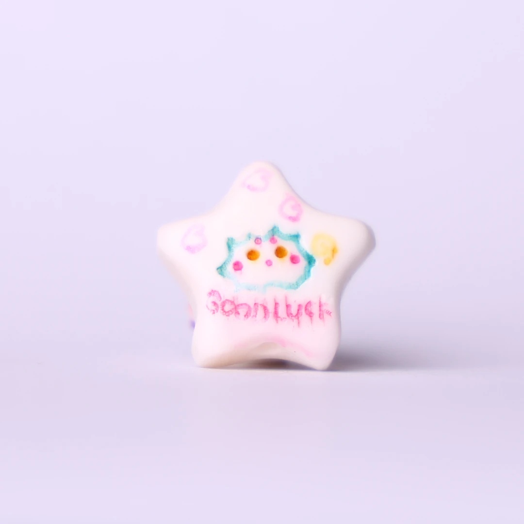 非金属木质吊坠 114彩绘小星星diy配饰