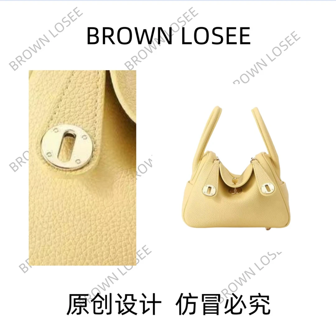 老魏家设计时尚经典浅黄色手提包