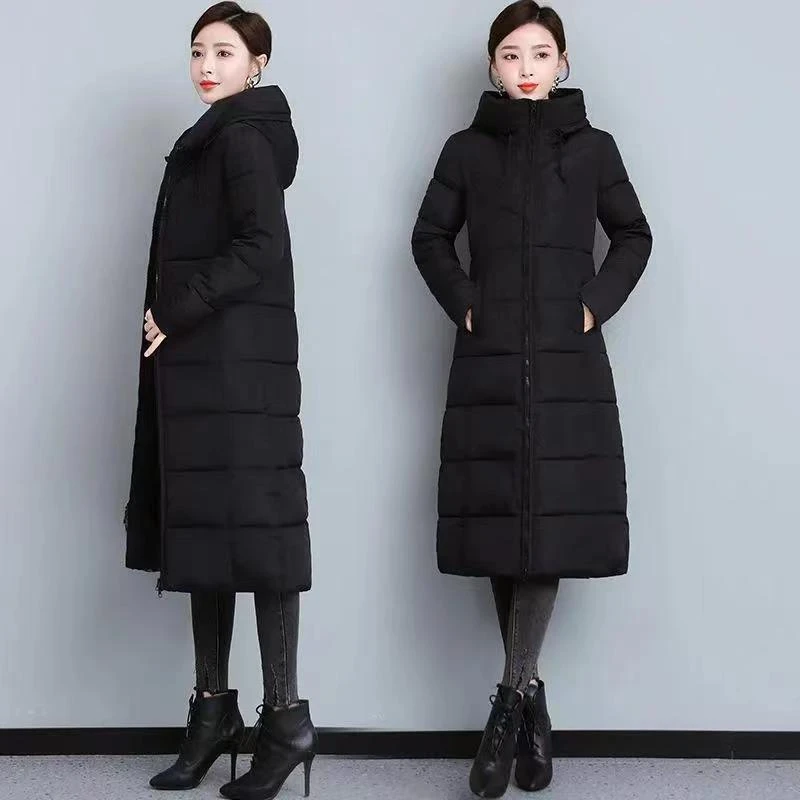 7308外套连帽长款中长款棉服加厚过膝冬季宽松保暖保暖显瘦大码