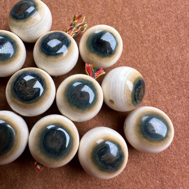 猛犸牙冰料蓝眼圆珠12mm左右单珠、顶珠、腰珠、配饰