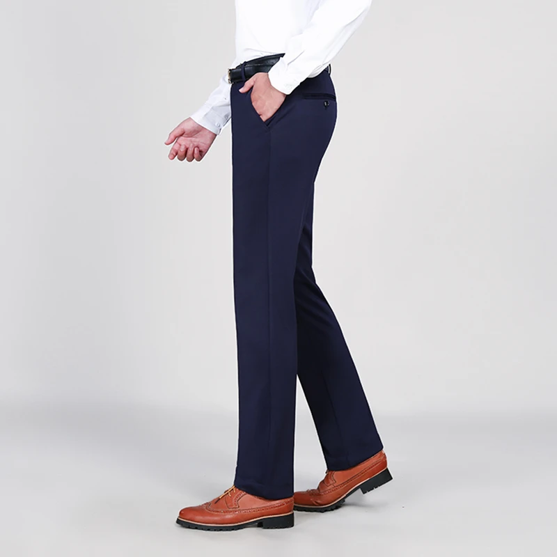 冬季加绒直筒裤男青年修身垂感正装弹力西裤韩版休闲加厚保暖男裤