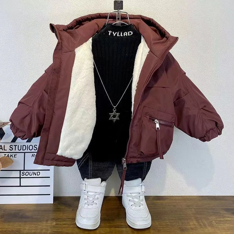 儿童冬季棉服2025新款安哥拉红外套韩版帅气宝宝防风防水派克服潮