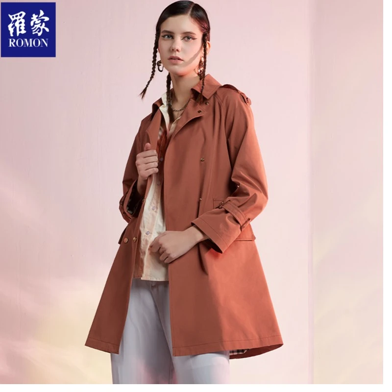 A罗蒙女士百搭收腰显瘦中长款外套高端大牌风衣女款爆款2023新款