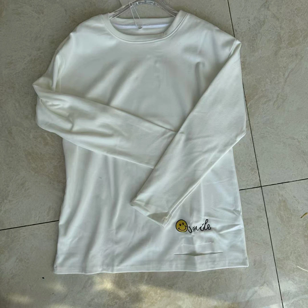 333德绒中长款长袖t恤女冬季加绒卫衣白色打底衫内搭上衣