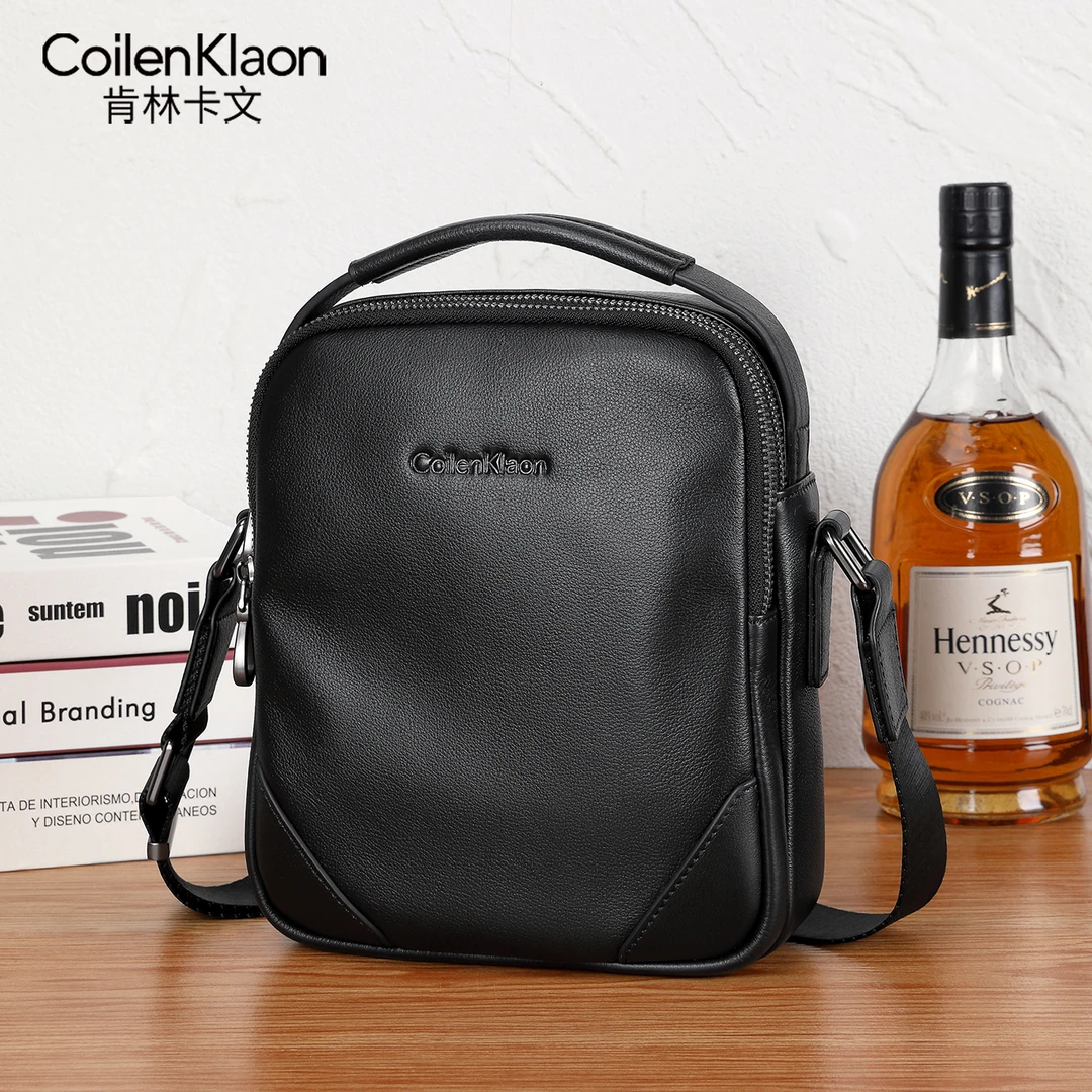 男士竖款斜跨包简约时尚休闲百搭潮流多功能商务单肩包质感小包包