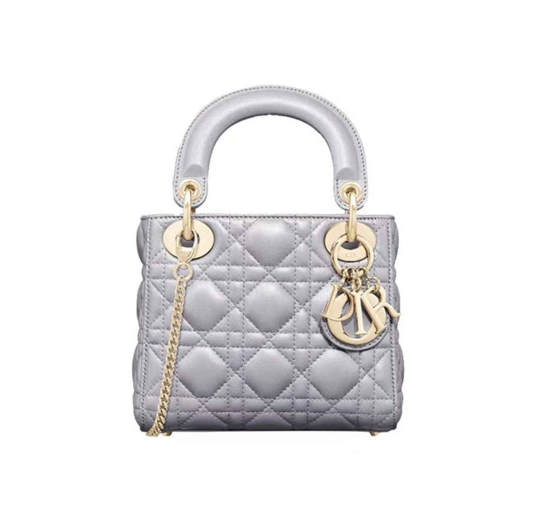全新未使用 DIOR/迪奥 【尹杰专属】珠光灰三格手拎戴妃包