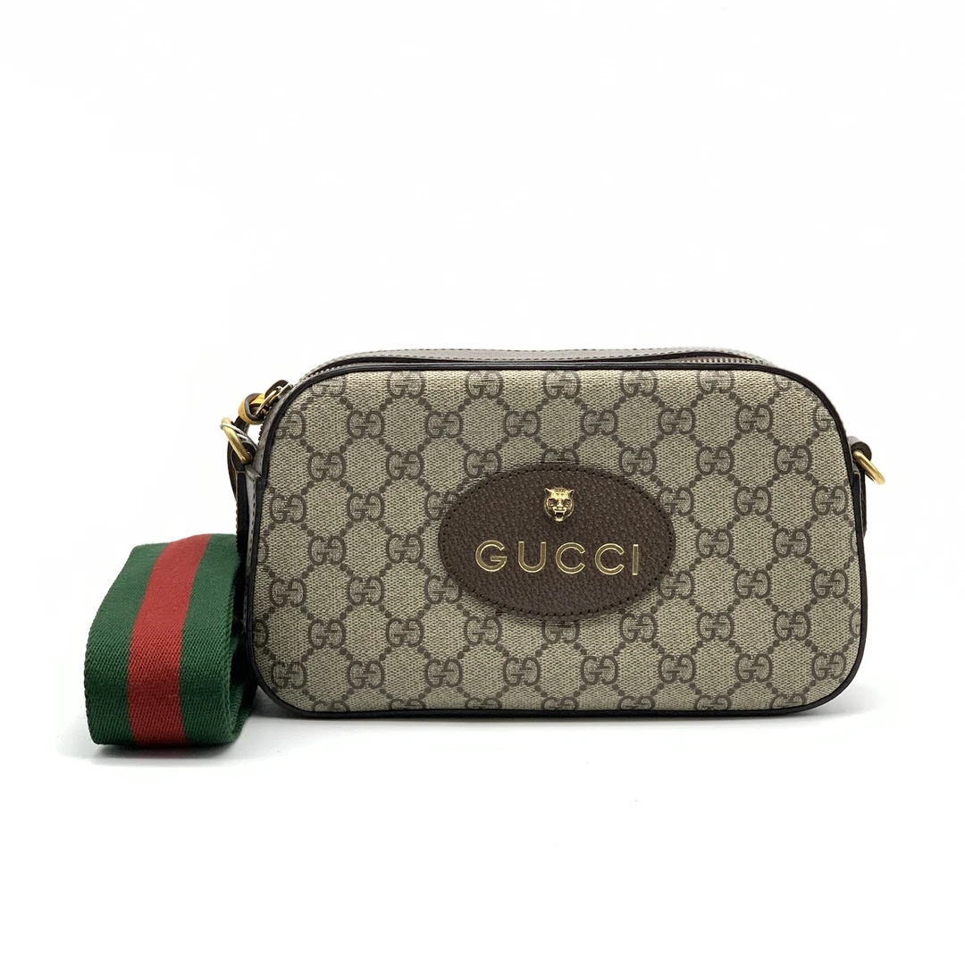 99新 GUCCI/古驰 【交个朋友专属】老花虎头相机包/腰包