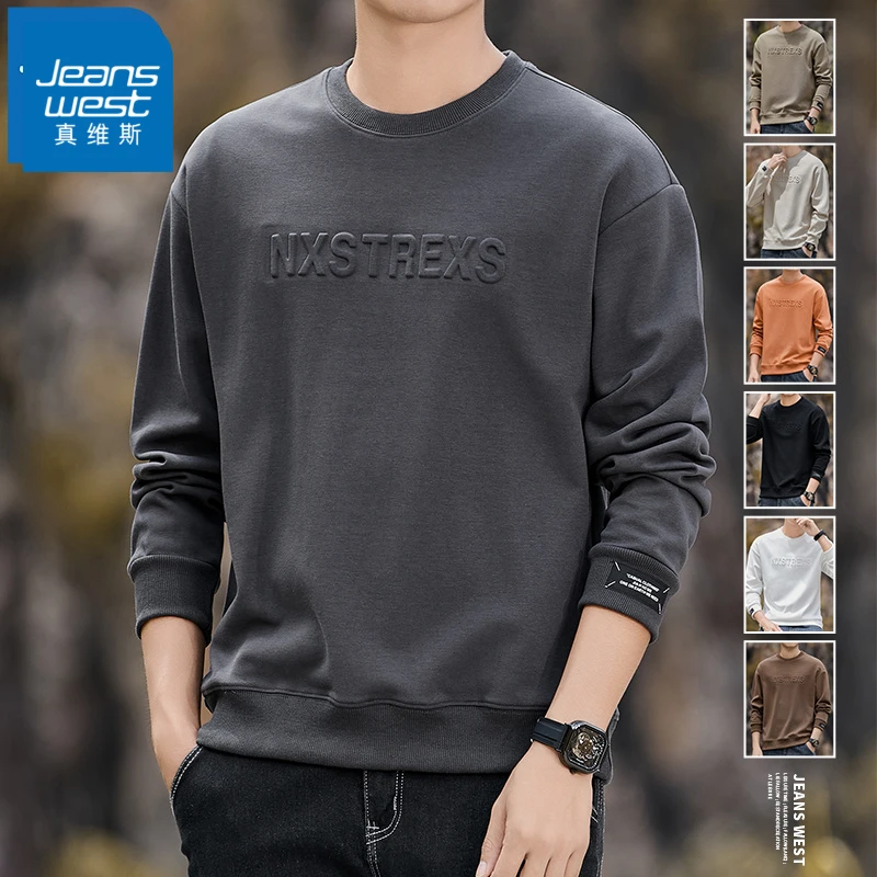 Jeanswest/真维斯Jeanswest/真维斯男士春秋上衣宽松圆领运动秋季