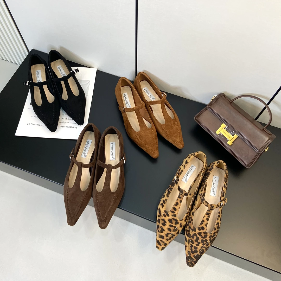 韩版尖头软皮软底手工缝线单鞋丁字扣带玛丽珍鞋气质时尚小皮鞋秋