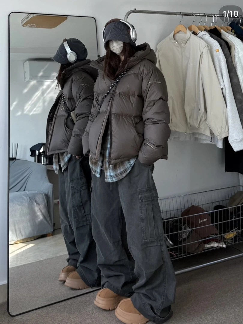 M嘎嘎服女合集美式复古字母嘻哈刺绣短宽版型休闲百搭男棉服国潮1