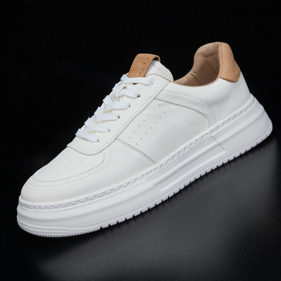 小白鞋男真皮软底空军软底休闲鞋2023年新款头层牛皮厚底男士板鞋