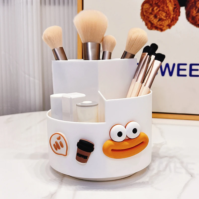 化妆品盒子收纳盒可爱卡通多功能可旋转化妆笔刷桌面高级感整理盒