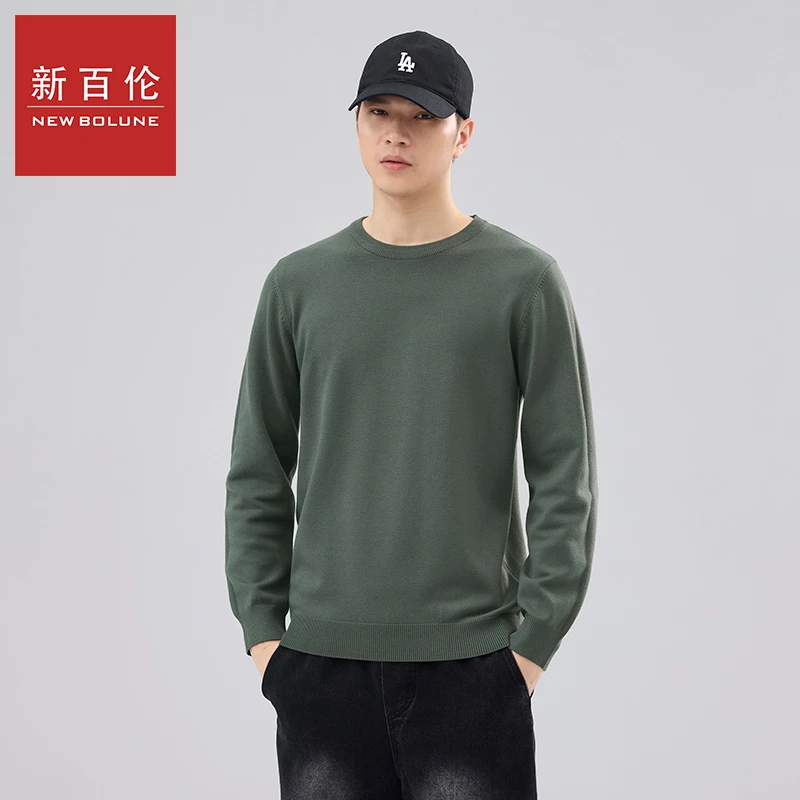 新百伦男士慵懒潮牌男款纯色圆领潮流男装打底衫春季高级爆款卫衣