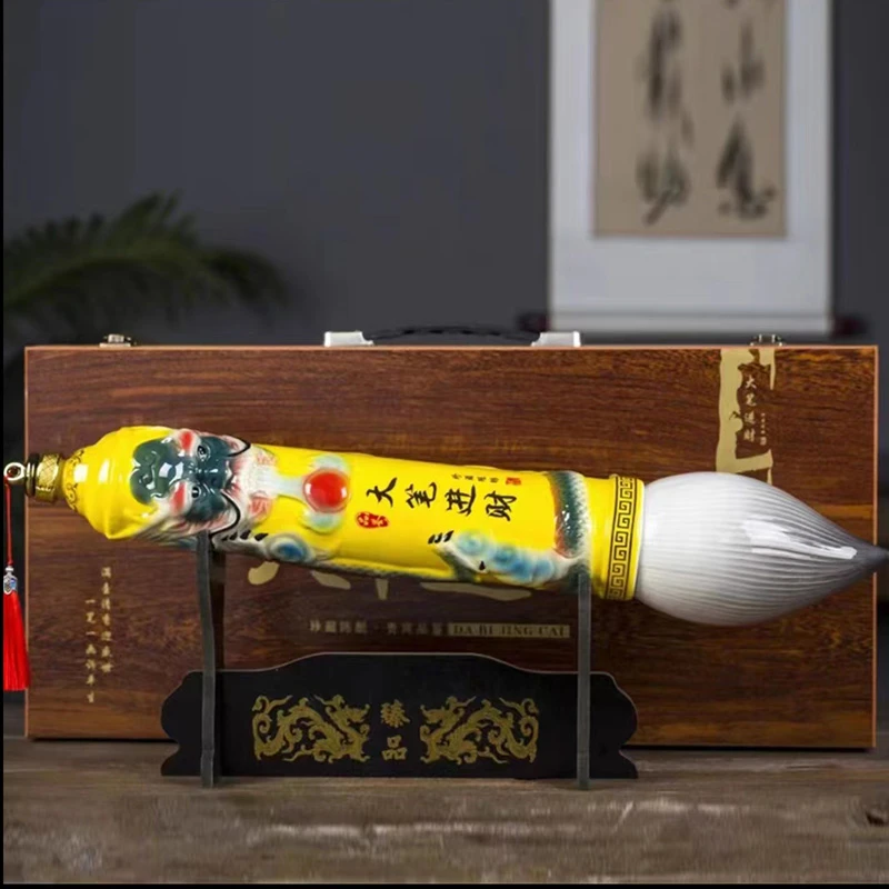 景德镇陶瓷空酒瓶3斤装创意装饰毛笔摆件酒壶酒罐窖藏酒具礼盒