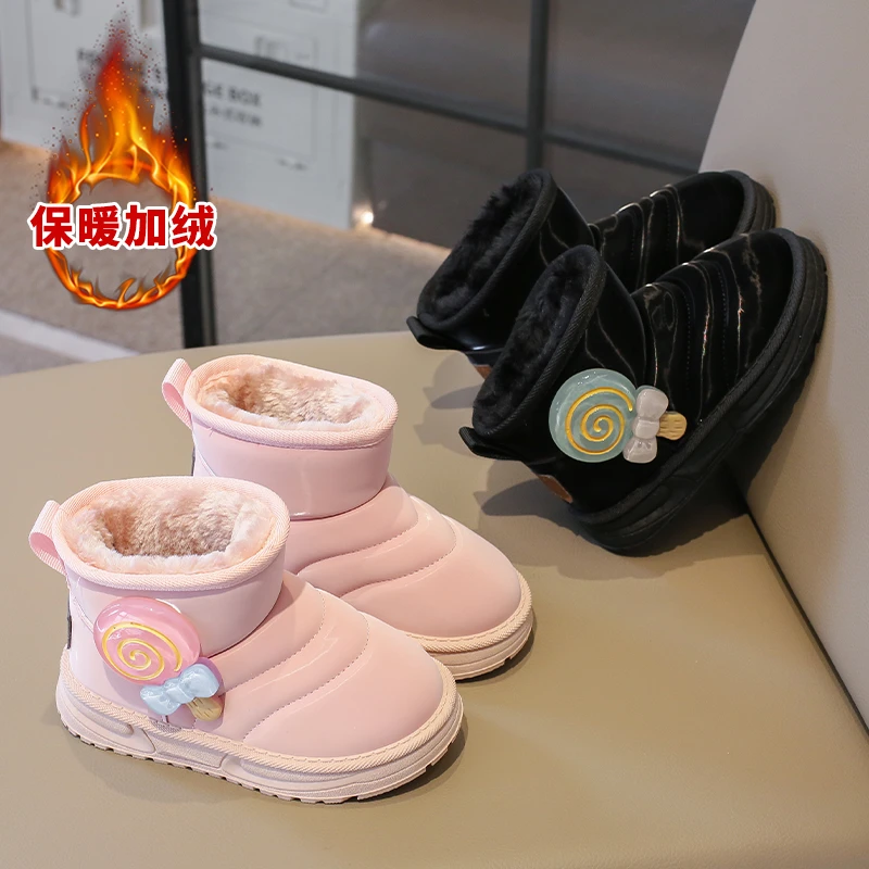 女童雪地靴新款加绒加厚保暖小童冬季靴子宝宝软底洋气小女孩棉鞋