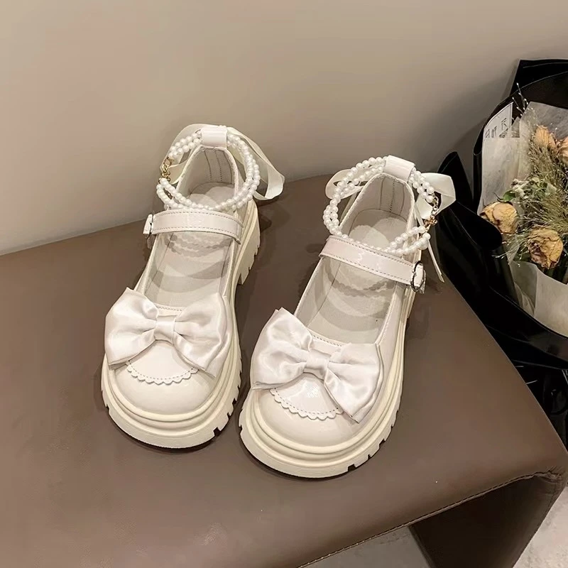 lolita女童公主鞋时尚软底中大童厚底百搭韩版秋季玛丽珍法式白色