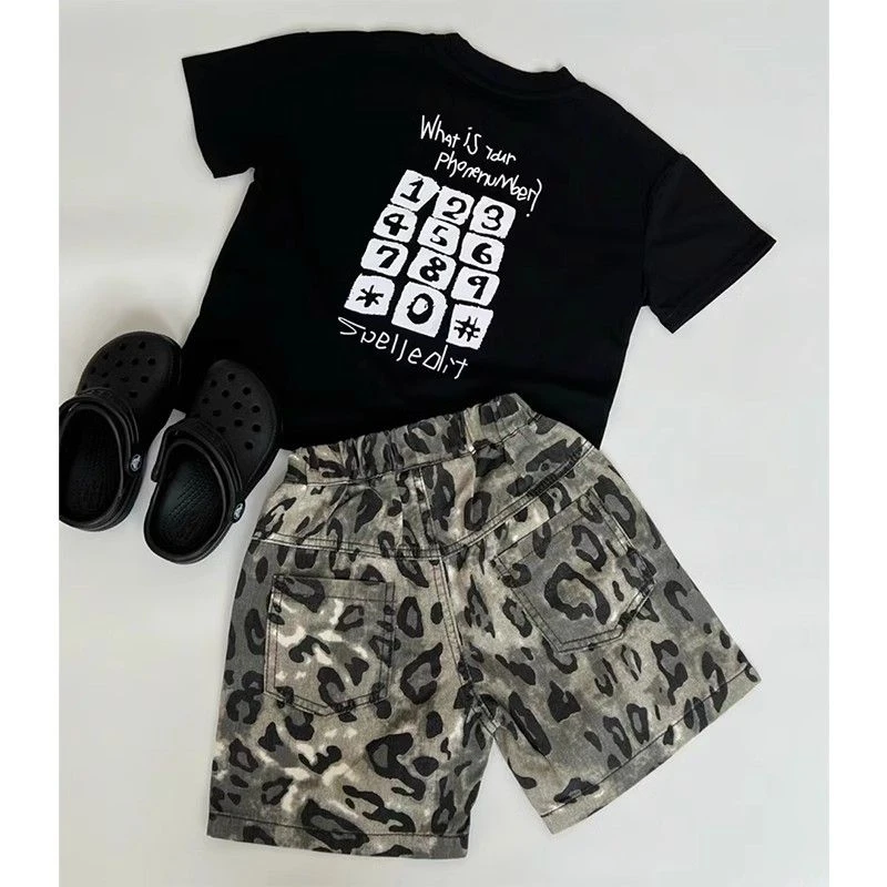 韩系童装男童纯棉短袖T恤2024新款夏季新款洋气儿童字母印花上衣