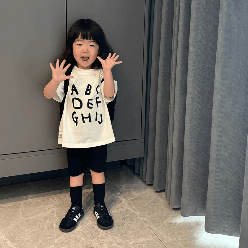 韩系新款夏季女童纯棉短袖T恤洋气女宝宝休闲百搭中小儿童上衣薄t