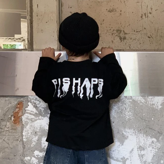 男童t恤春秋2024新款儿童痞帅潮酷黑色体恤童装男孩长袖打底衫春