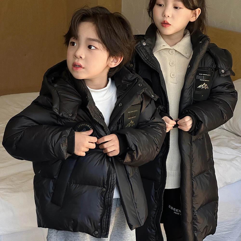 童装儿童黑金防寒服男童女童秋冬加厚保暖外套中大童K09
