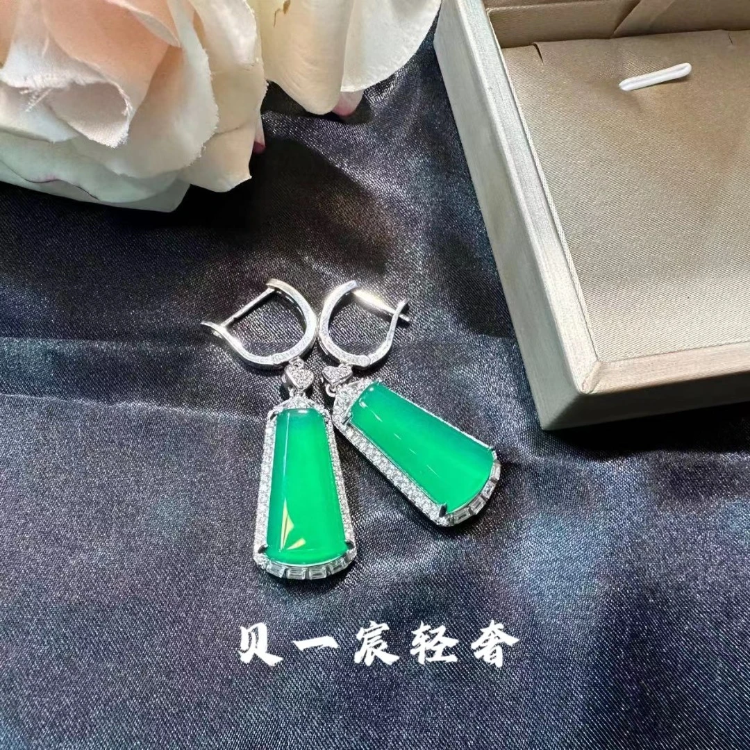 925银耳饰 【无事牌绿牌耳环】精美气质简约百搭轻奢精致超美耳环