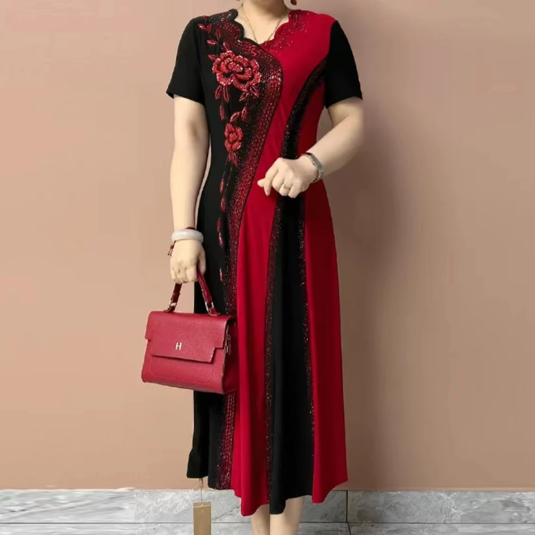 夏季时尚洋气气质显瘦中老年大码妈妈装9893