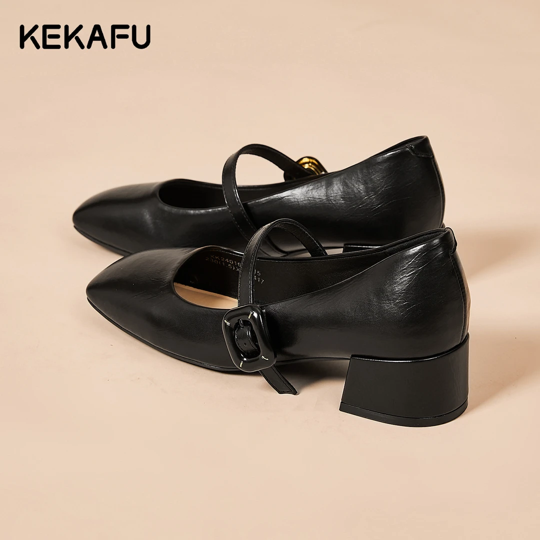 珂卡芙复古新中式粗跟法式浅口玛丽珍鞋女款2025秋季新款气质单鞋