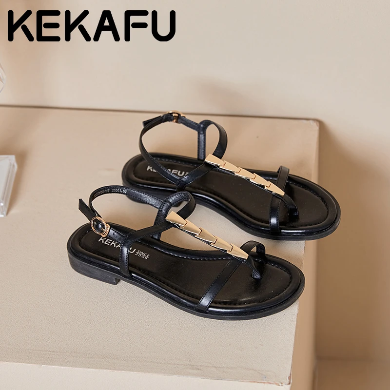 珂卡芙平底罗马风凉鞋女款2025年新款夏季外穿鞋子法式绝美沙滩鞋