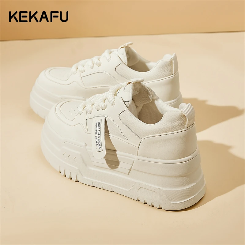 珂卡芙小个子松糕鞋厚底小白鞋2025年秋季新女鞋学生百搭休闲板鞋