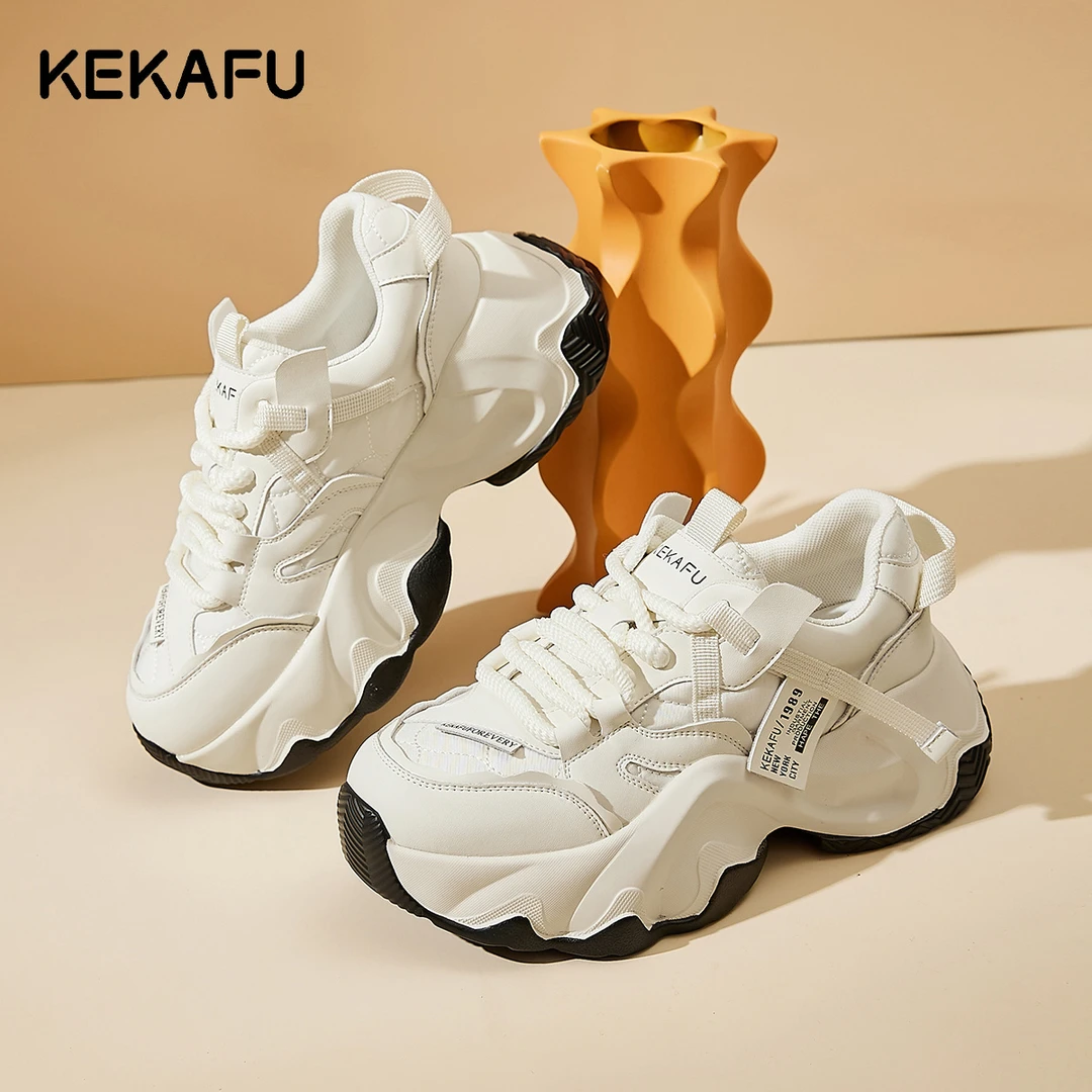 珂卡芙炸街老爹鞋女2025新款秋季厚底白色运动休闲鞋小个子增高鞋