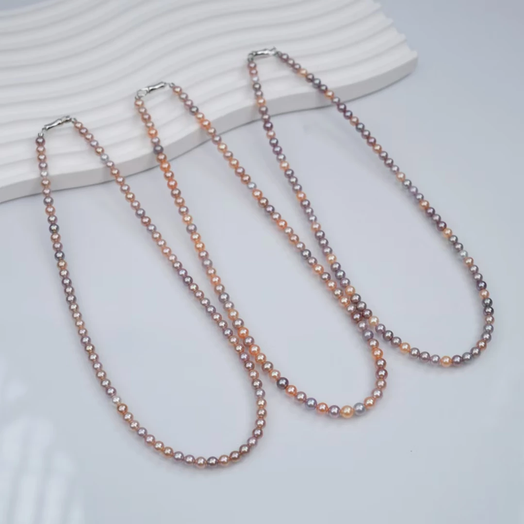 时尚糖果色淡水无核珍珠年轻百搭款S925银小蛮腰锁骨链多样性发一