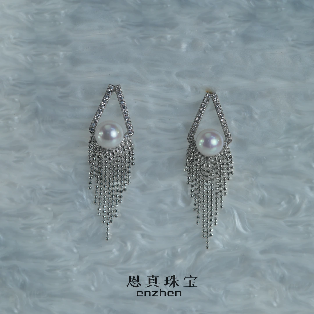 【年会款】长款流苏耳饰淡水无核珍珠S925银女神范高级感耳坠7-8mm