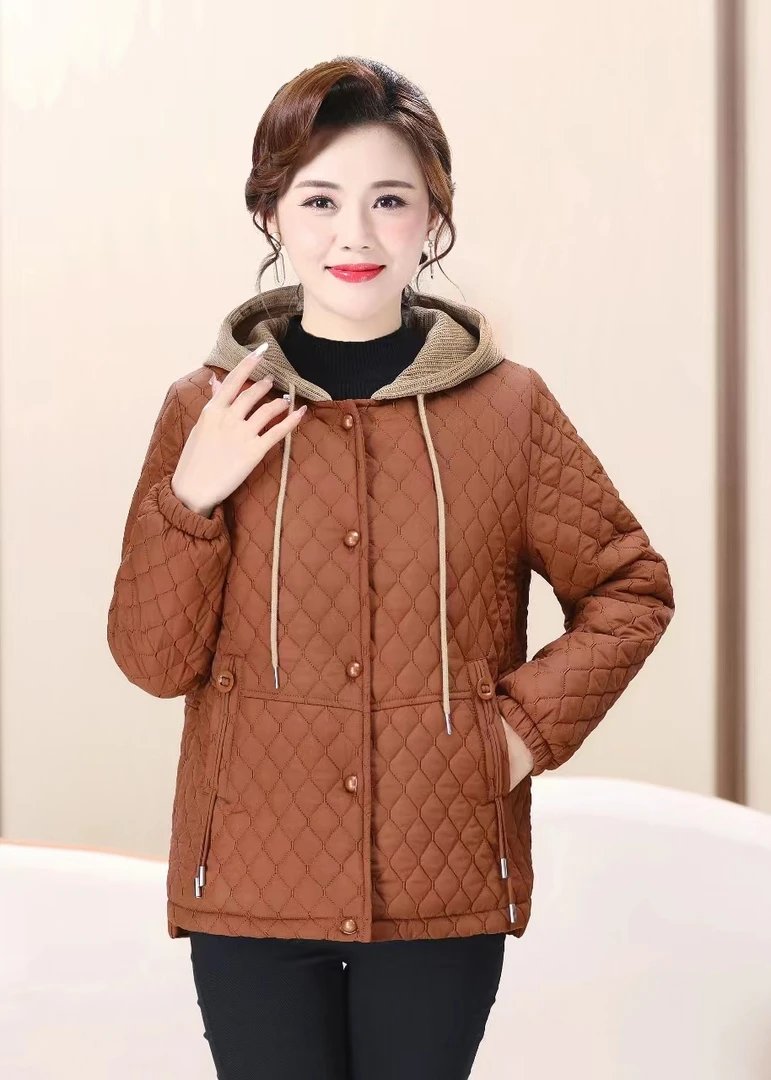 2025冬季新款棉服时尚休闲百搭连帽宽松加绒加厚保暖女士棉袄外套