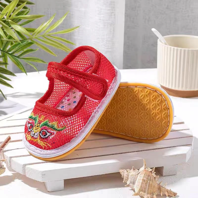 宝宝虎头刺绣网鞋 学步鞋防滑透气夏款手工布鞋