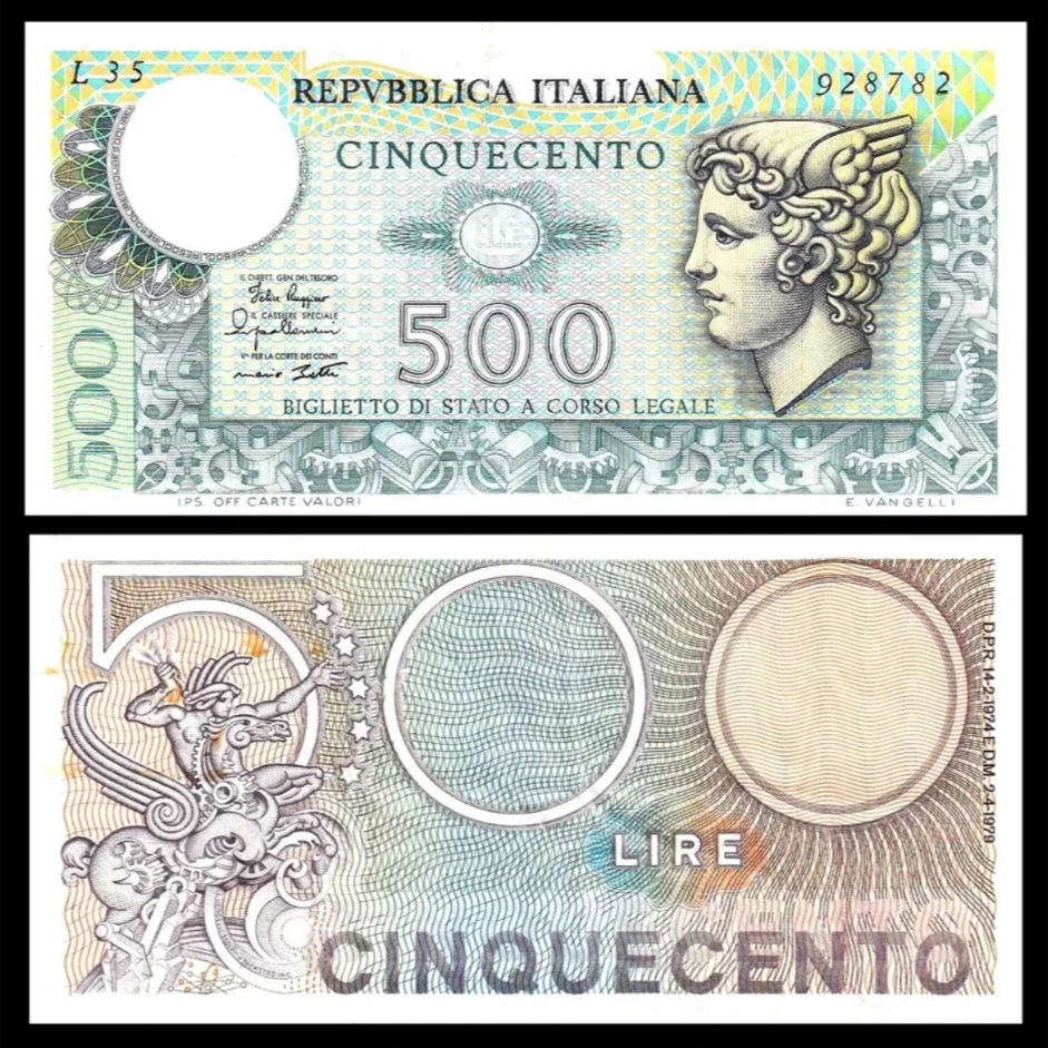 意大利500里拉全新纸币纸币老纸钞外国钱币收藏