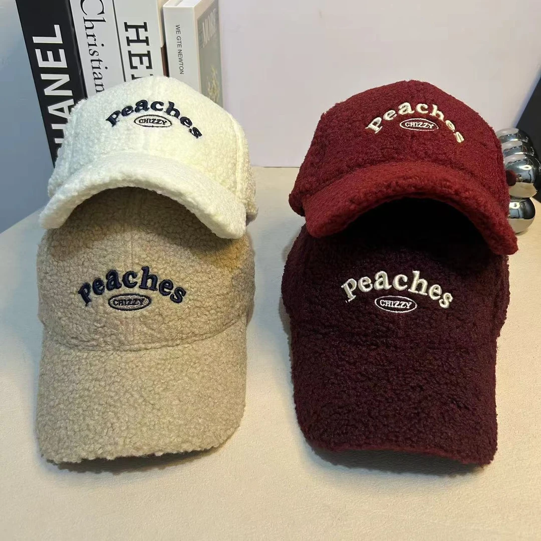 冬季新款韩版字母Peaches刺绣硬顶棒球帽男女显脸小气质ins鸭舌帽