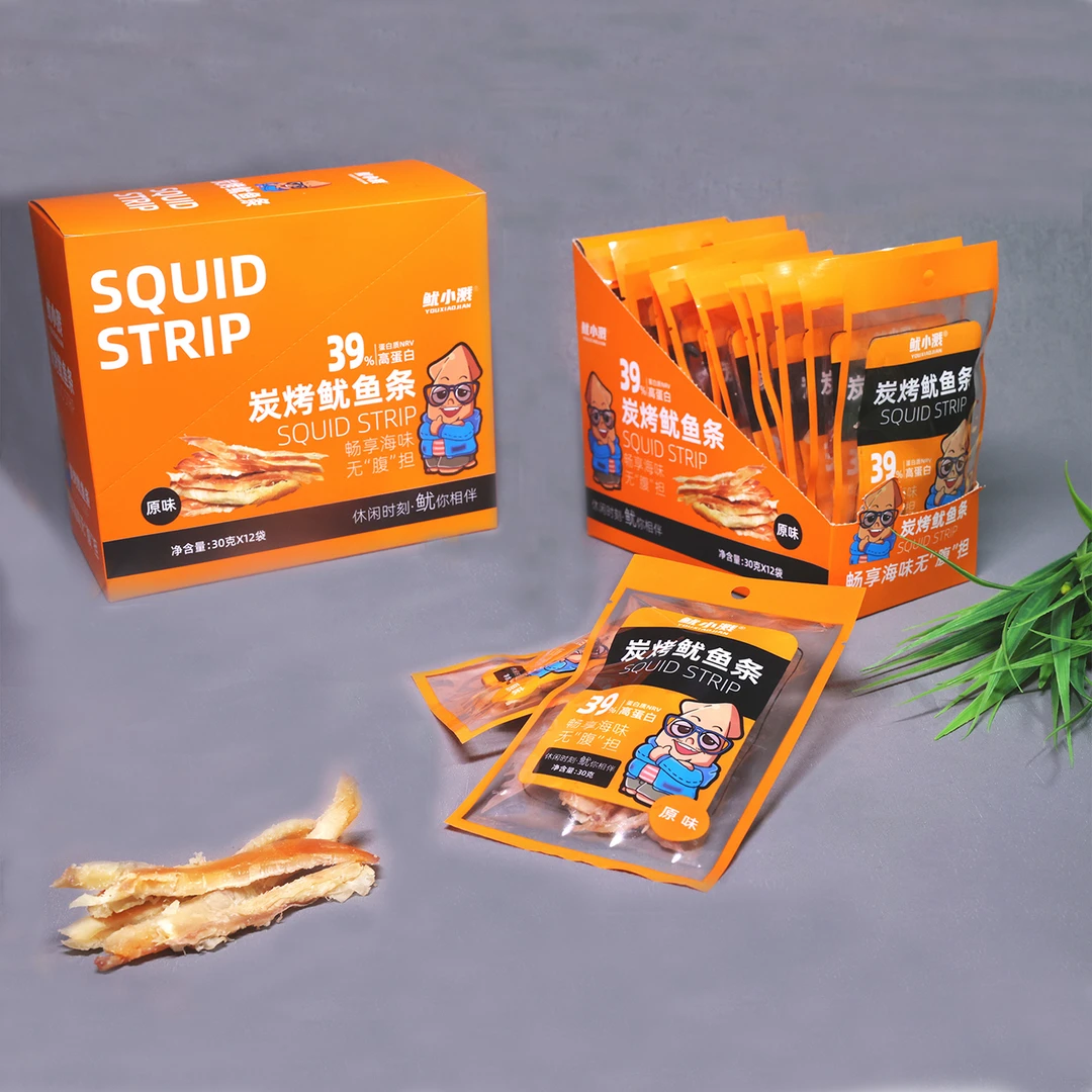 「大连特产」鱿小溅手撕原味鱿鱼条鱿鱼丝  即食海味零食30g*5袋