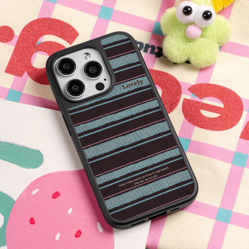 【复古横条】磁吸AG玻璃适用苹果16promax手机壳iphone13/4套15防摔