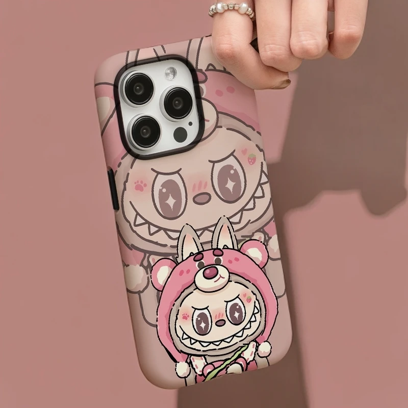 【草莓熊布布】菲林二合一适用苹果16promax手机壳iphone13/4防摔15