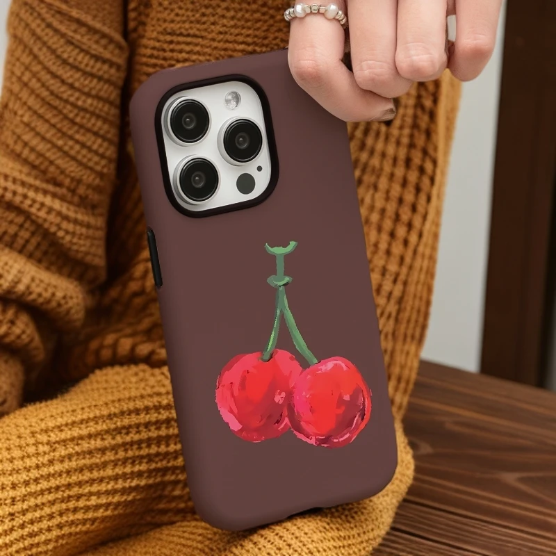 【油画车厘子】菲林二合一适用苹果16promax手机壳iphone13/4防摔15