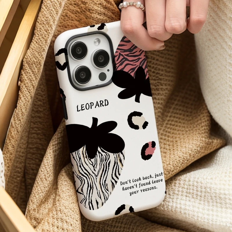 【豹纹草莓】菲林二合一适用苹果16promax手机壳iphone13/4套15防摔