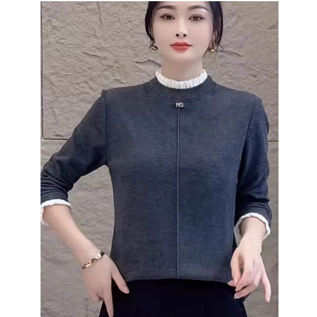 【撤柜样品】H803秋季时尚百搭气质长袖体恤上衣女
