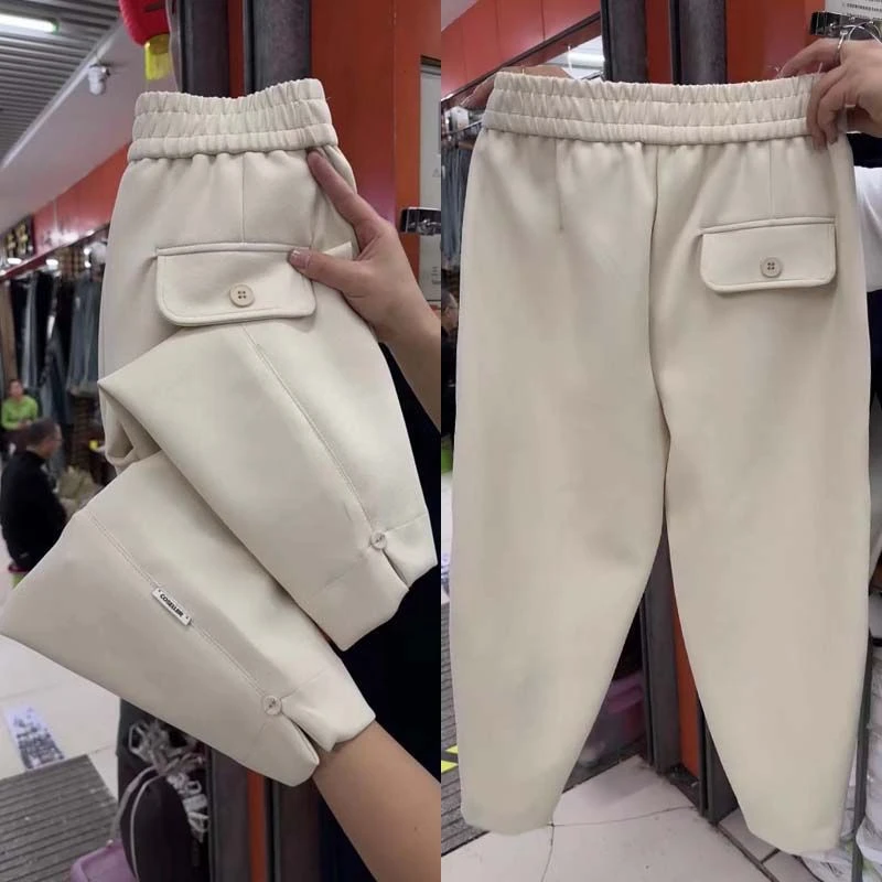 韩版2025秋季新款小个子萝卜裤女高腰显瘦哈伦裤休闲裤宽松九分裤