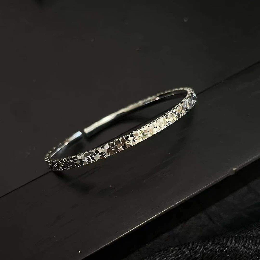 925银手镯 毒饰高定   定制银色碎冰冰手镯YL001