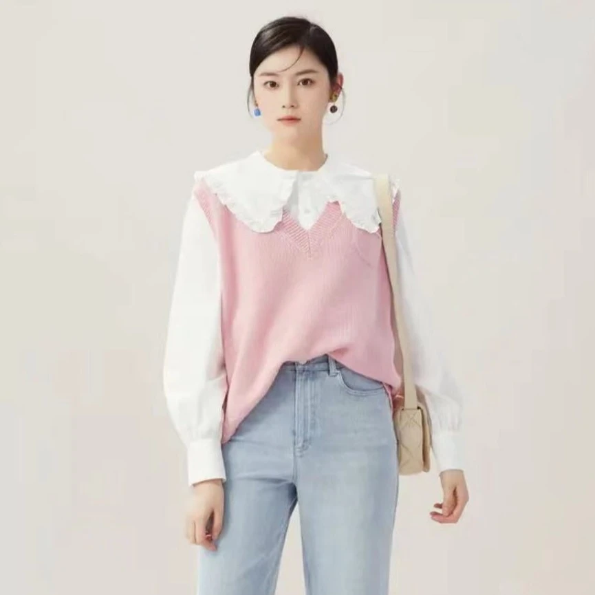 AMASS/阿玛施 时尚透气新款针织马甲百搭宽松纯色秋季女士5399256