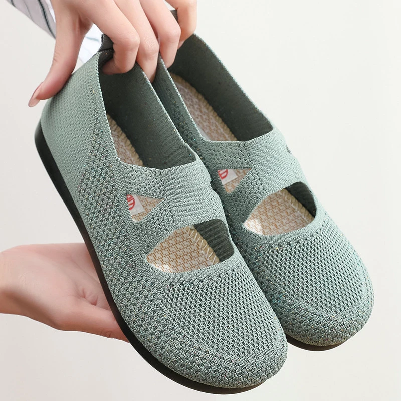 老北京布鞋女夏季透气网面中老年豆豆鞋软底防滑宽松一脚蹬妈妈鞋
